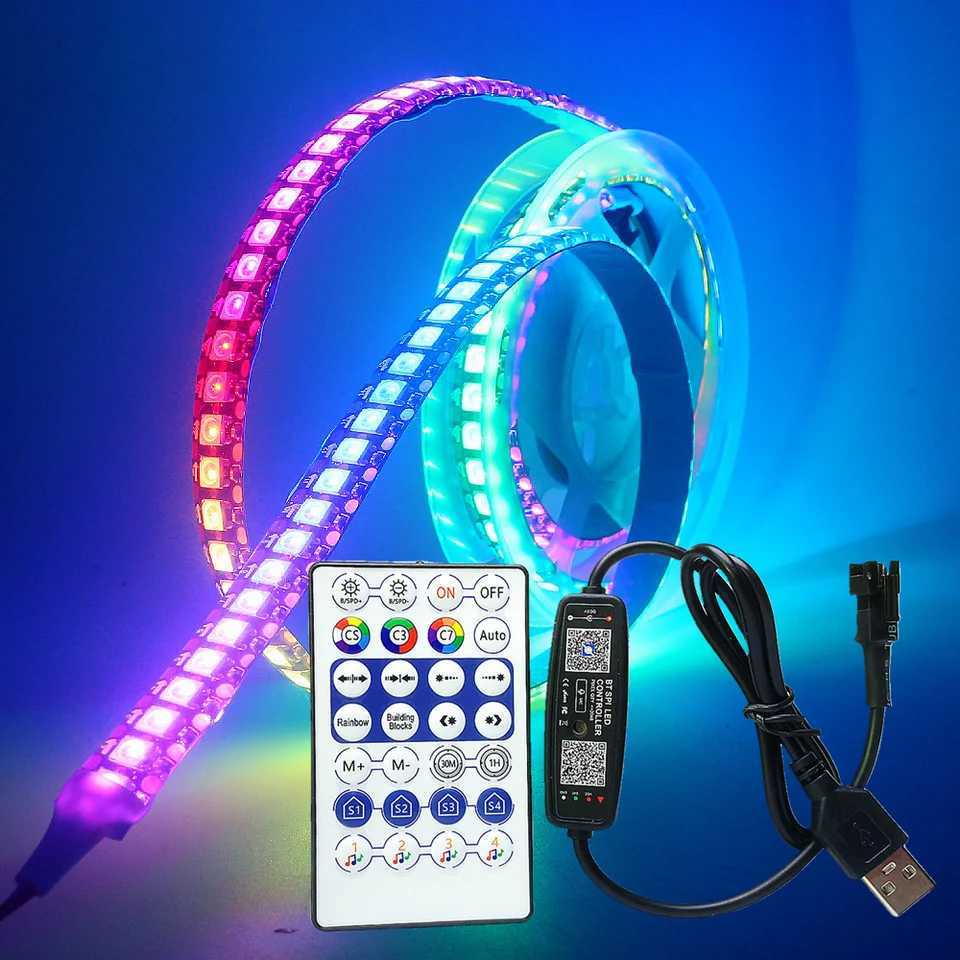 LED Strip Light WS2812B 1M-5M RGB 5050 String Flexible Lamp Tape DC 5V USB Bluetooth Control TV Backlight Home Party Decoration W250701