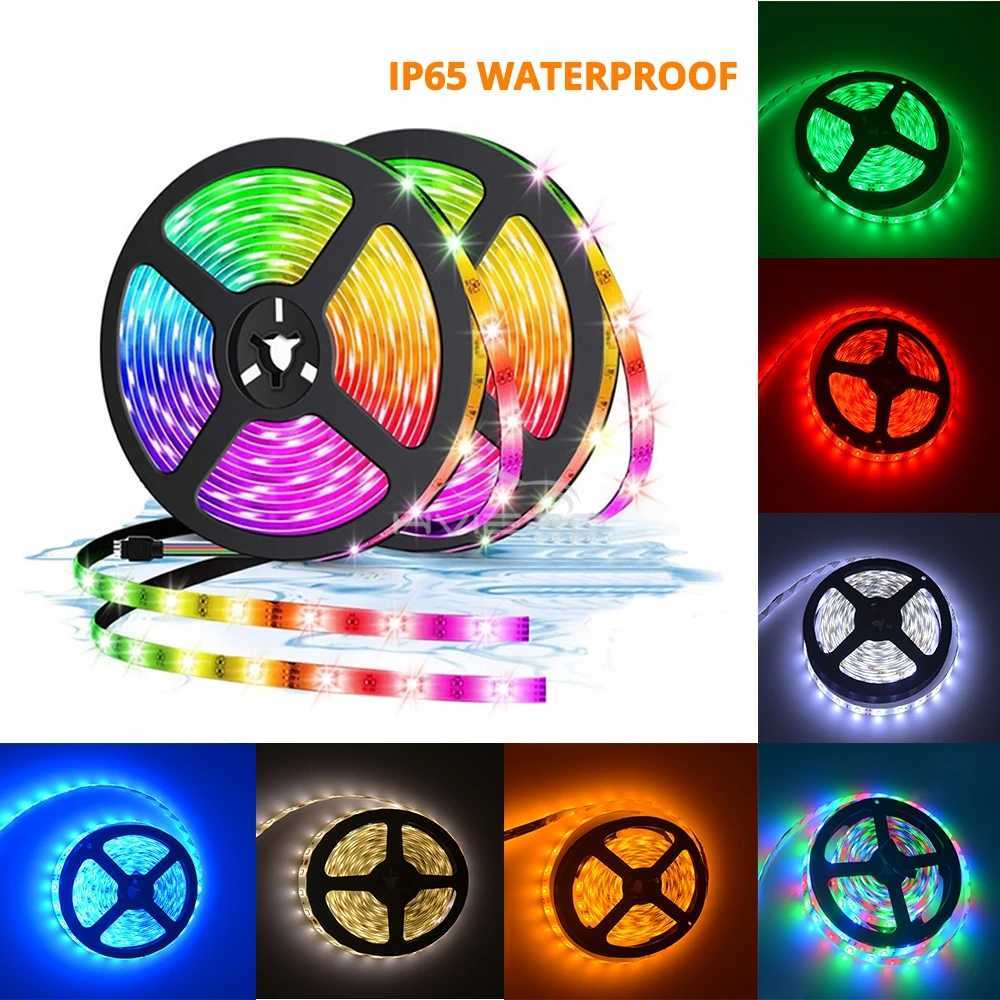 5m DC 12V 300Leds 2835 RGB LED Strip Lights Waterproof Light Belt Flexible Lighting String Home Decoration Ribbon Tape Desk Lamp W250701