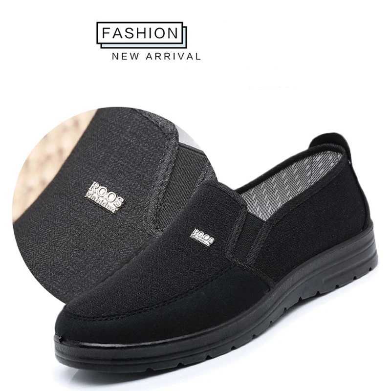 Oversize Cloth Shoes Mens Shoes Flat Old Dad Shoes Breathable Men Single Light Leisure Shoes Non-skid Old Man Walk Shoes Y250707