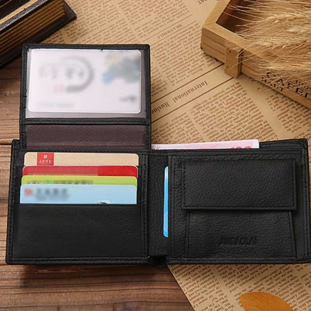 Genuine Leather Mens Wallet Premium Product Real Cowhide Wallets For Man Short Black Wallet Portefeuille Hme Short Purses Y250707