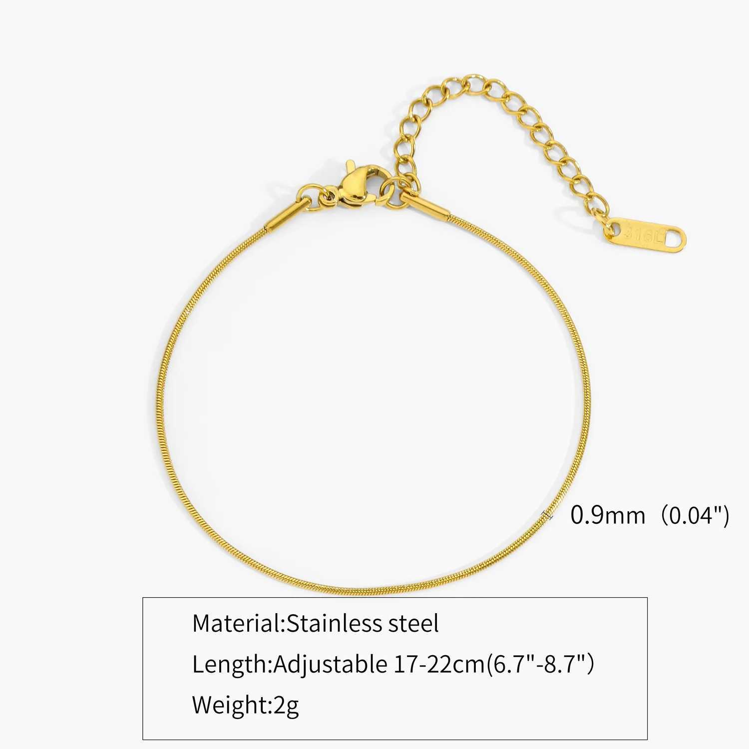 New Ultra-fine Stainless Steel Snake Chain Bracelet Gold Color Simple Bracelet For Women INS Fashion Jewelry Accessories XJ250707