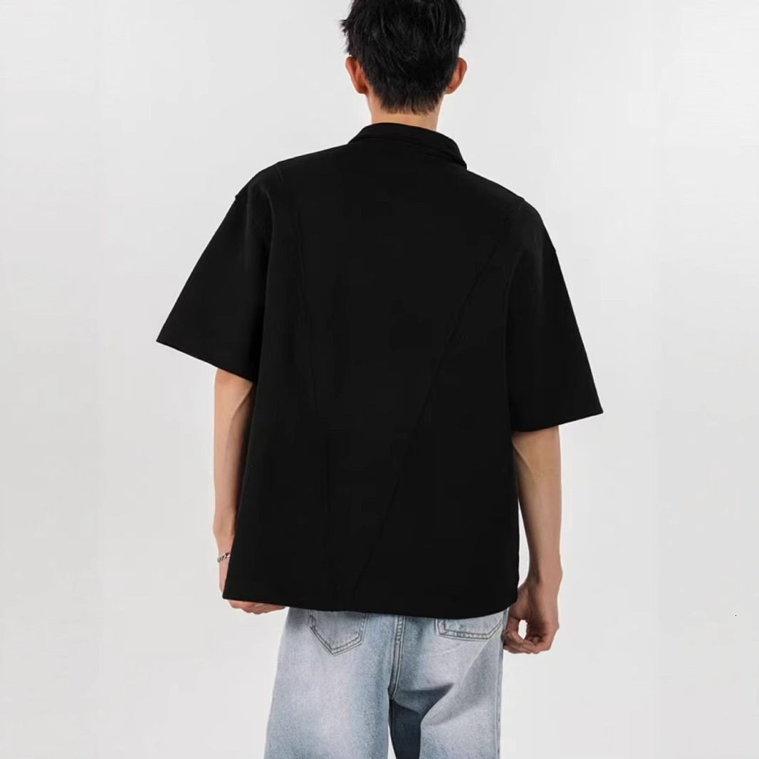 Heavyweight Designer Short Sleeves Deconstructed Half-zip Polo Short Sleeve T-shirt For Men And Women Summer Trendy Brand Youth High-end Cool Five-qua