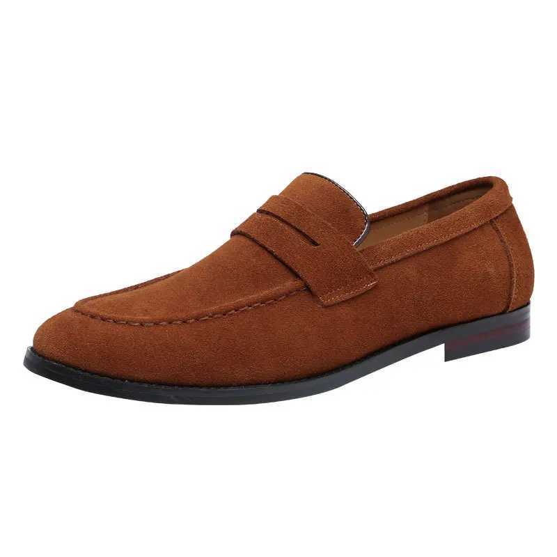 Fion Mens Casual Shoes Suede Genuine Leather Mens Slip-on Light Cfortable Driving Loafers Men Party Wedding Flat Y250707