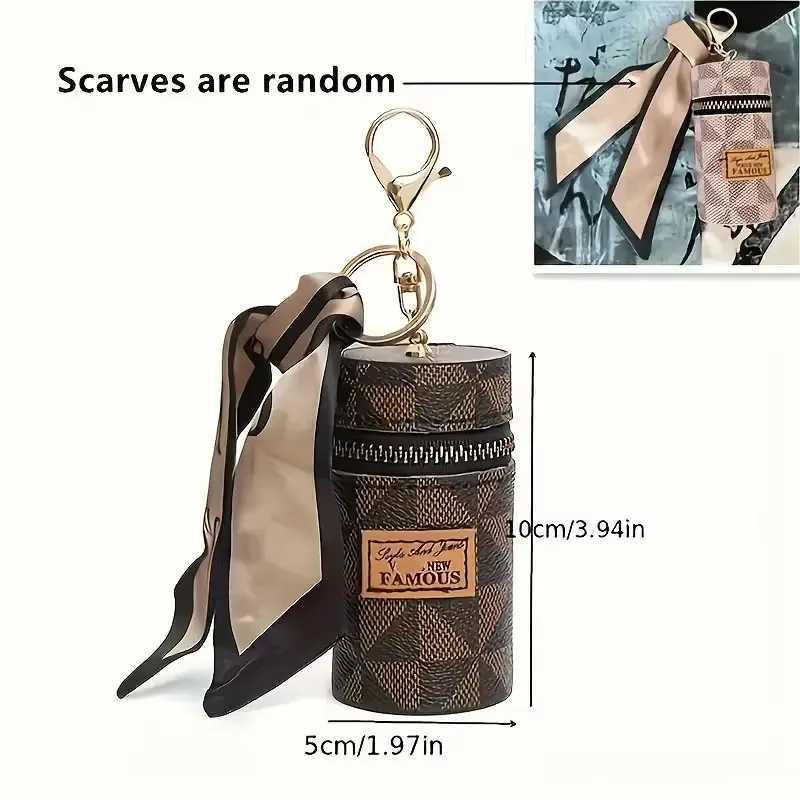 Mini Coin Purse Classic Pouch With Scarf Decor Zipper Portable Multifunctional Lipstick Bag Vintage Flower Leather Y250707