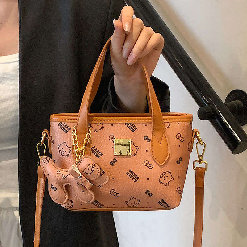 Lanjia Dhgargets High Quality Fashion Printed Lychee Texture Handbag Bucket Korean Style Casual Commuter Versatile Crossbody Women S Bag C
