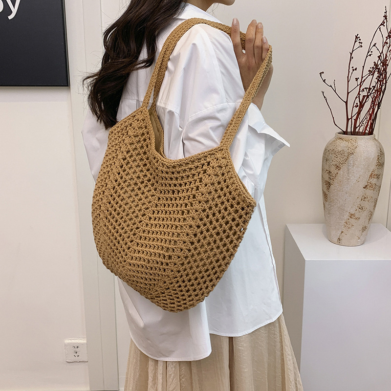 Free shipping designer Relaxed Woven Large Bag for Women 2025 New Large Capacity Cotton Tote Bag Beach Vacation Versatile Shoulder Bag