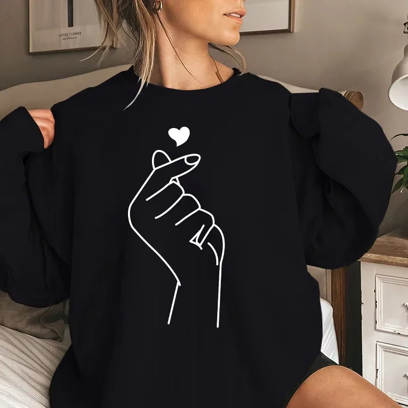 Womens O Neck Tops Heart Printing Sweatshirt Casual Jogging Pullover Daily Commute Party Clothing s Loose Tracksuit 250703