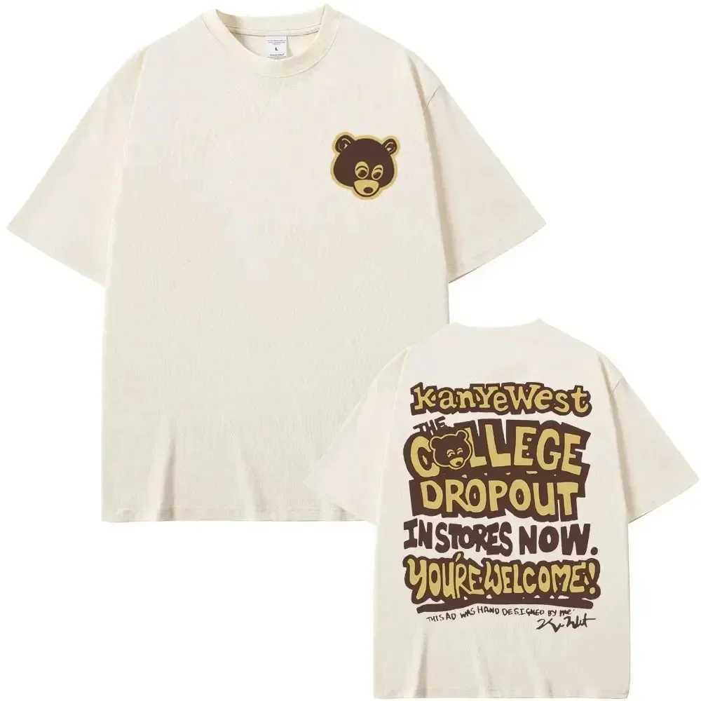 Best Famous The College Dropout Graphics T-shirt Men Womens Hip Hop Rap Vintage T-shirts Male Casual T ShirtXJ250707