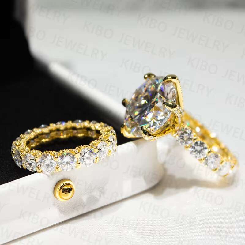 VVS D Color 925 Sterling Silver Women Luxury Moissanite Diamond Engagement Wedding Rings Set