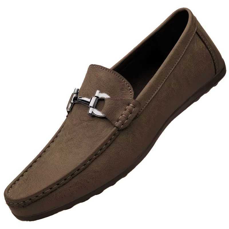 Mens Shoes Large Size Simple Mens Lazy Casual Shoes for Mens Black Light Driving Loafers Mens Shoes Leather Shoes Y250707