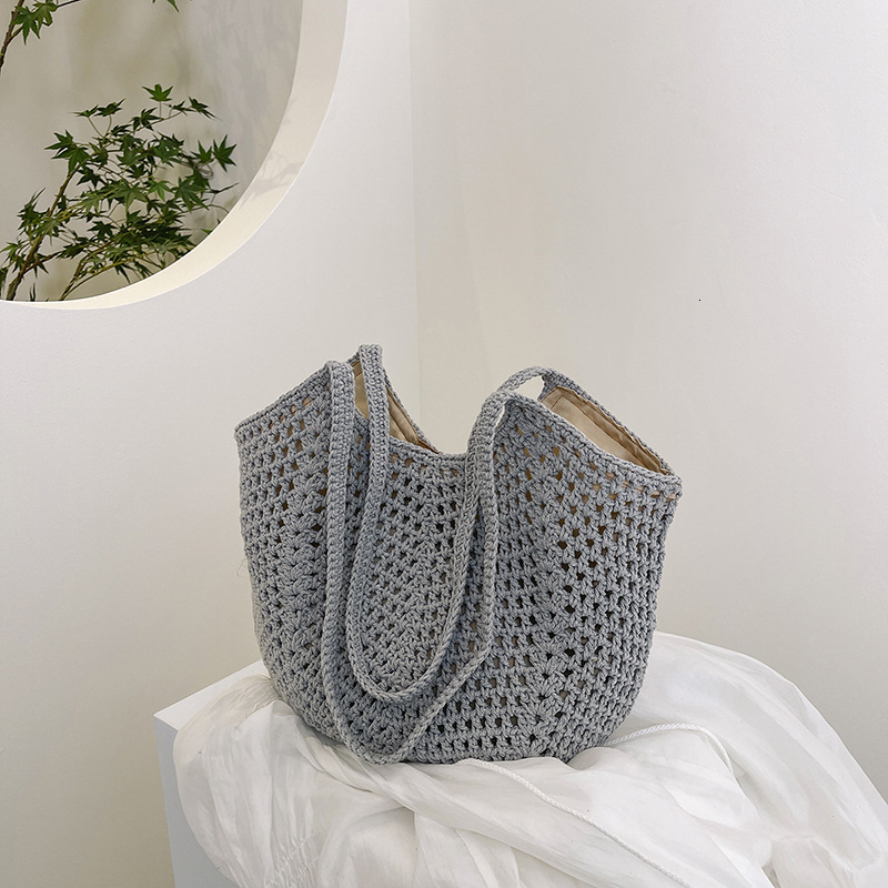 Free shipping designer Relaxed Woven Large Bag for Women 2025 New Large Capacity Cotton Tote Bag Beach Vacation Versatile Shoulder Bag