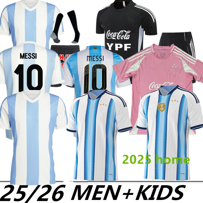 Argentina 2025 World Cup Home Soccer Jerseys MESSIS 50th 25 26 3 Star Fans MAC ALLISTER DYBALA DI MARIA MARTINEZ DE PAUL Men Kids kit Football Pre-match training
