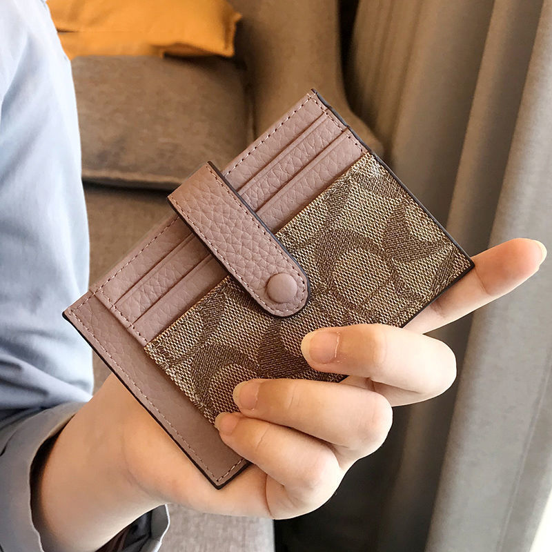 wallet designer card holder 2025 New Women's Small Card Holder Wallet Genuine Leather Look Ultra Thin ID/Door Access Card Organizer Free Shipping