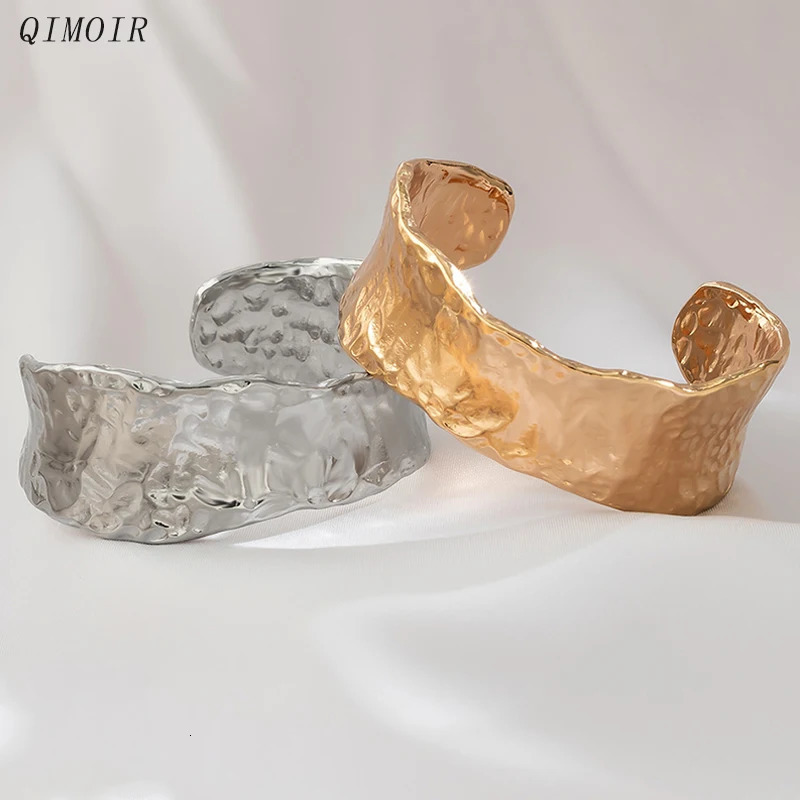Heavy Hammered Metal Cuff Bangle For Women Fashion Jewelry Irregular Trendy Basic Style Holiday Accessories Party Gift C1402 250701
