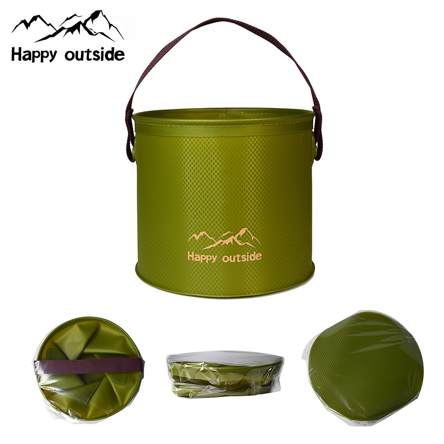 9-10L Foldable Camping Water Bucket - Collapsible Dish Tub & Multi-Use Pail, Portable Storage Container for Beach Picnics, Hiking, Outdoor Drinks (Oli