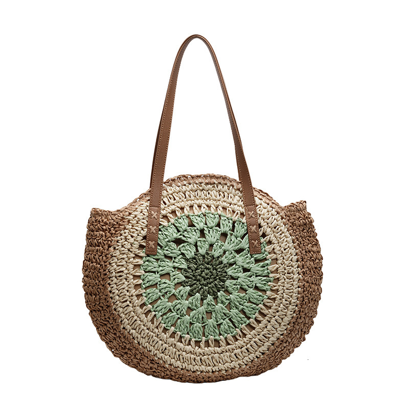 Free shipping designer Summer Round Woven Bag Straw Bag for Women Large Capacity New Beach Vacation Bucket Bag Shoulder Bag Tote Bag