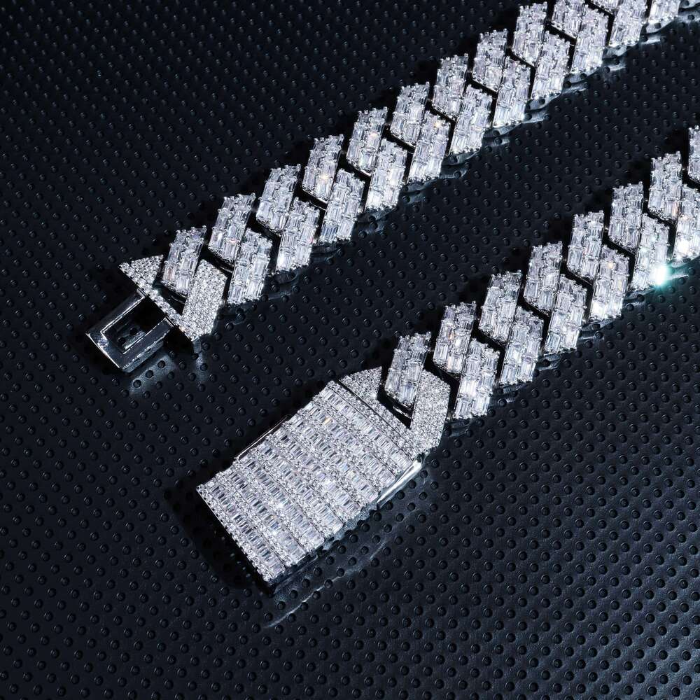 20mm Custom S925 Hip Hop Jewelry Iced Out Necklace Cuban Chain Iced Out Moissanite Diamond Bracelet Link Chain