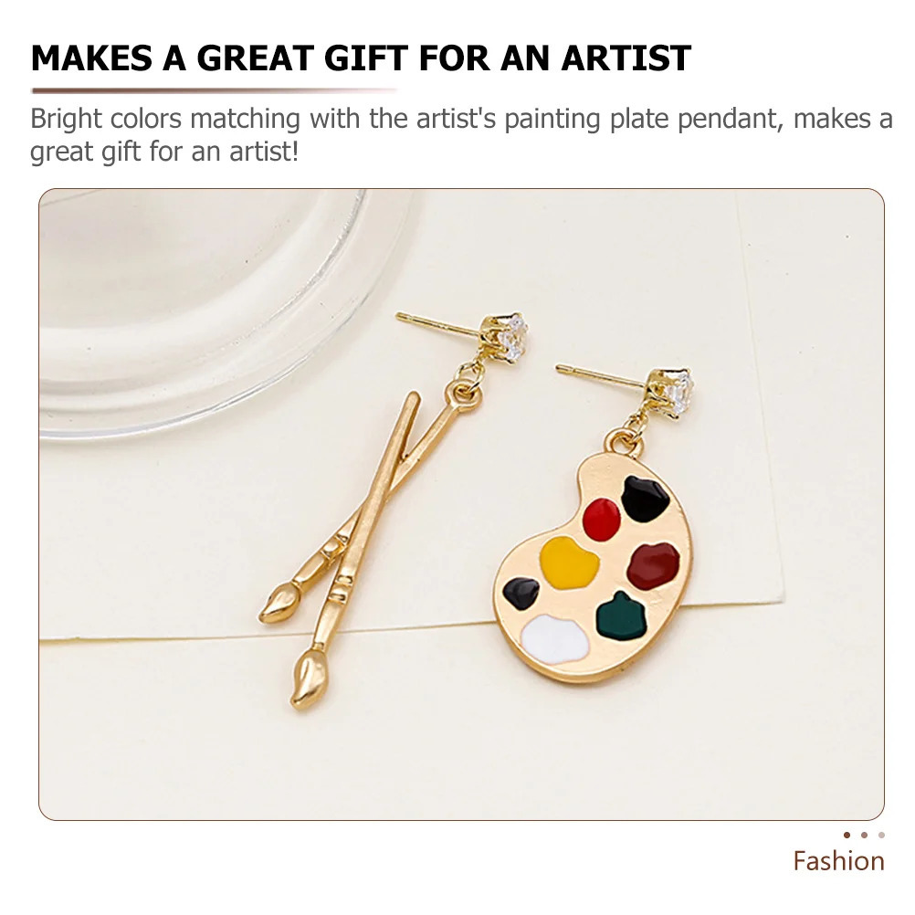 Jewellery Exaggerated Personality and Irregular Earrings Painter Brush Palette Drop Unique Artist Teacher MissTrendy for Artist 250701