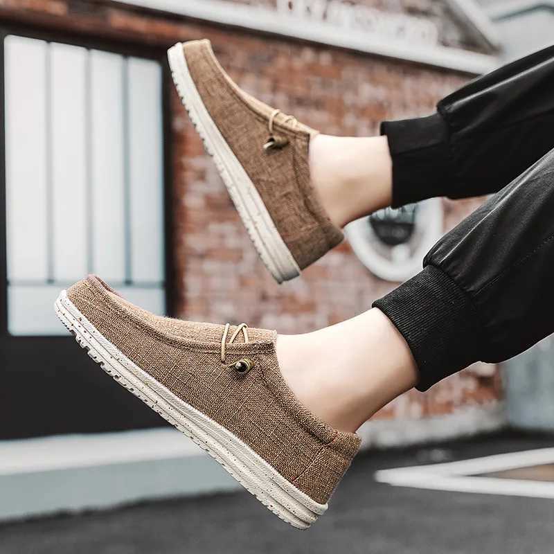 Fion Canvas Loafers For Men Cfortable Lightweight Breathable Mens Casual Shoes Flat Slip-on Driving Shoes Man Big Size 47 Y250707