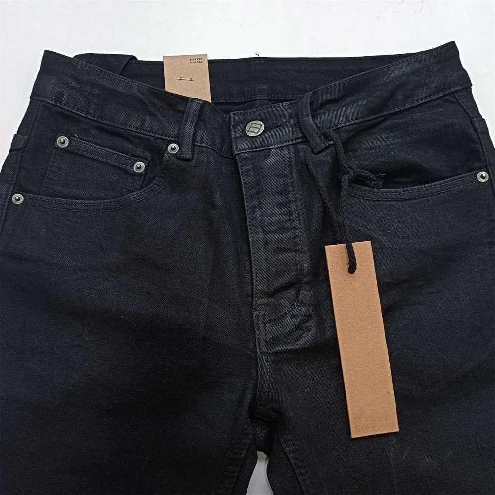 New Men Fashion Jeans American High Street Black Paint Hole Trend Low Rise Stretch Skinny Button Pleated Ripped Jeans Brandpants XJ250707