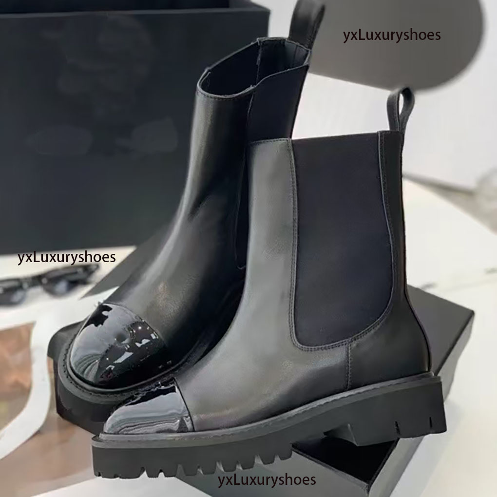 Parisian designer shoes autumn and Winter new women's low-heeled boots high-quality round-toed ankle boots women's knight boots, women's luxurious CC women's boots