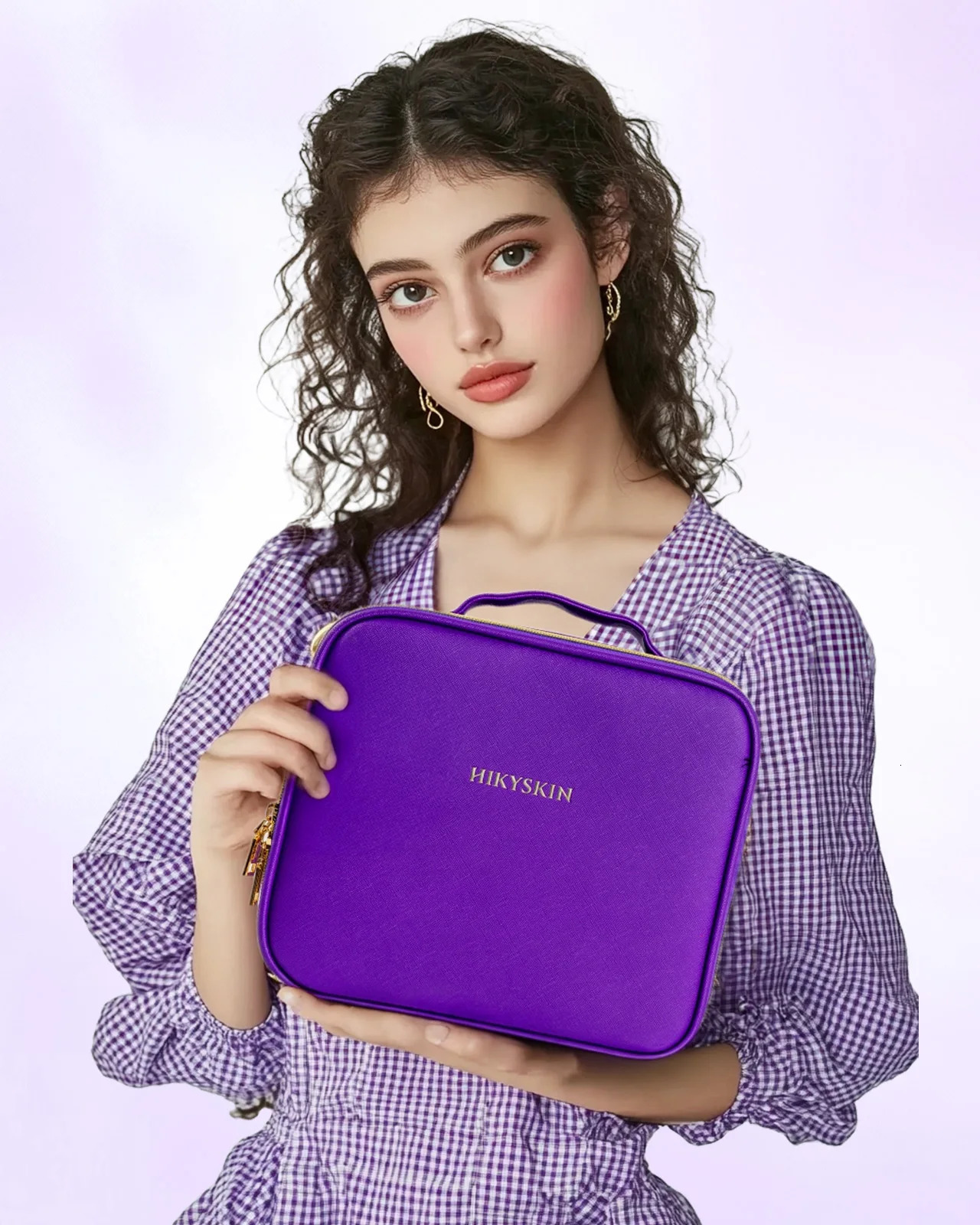 Makeup Bag With Mirror lampTravel Waterproof Necessary Beauty Brush Embroidery Tool Storage Cosmetic Case Portable Makeup Box 250701