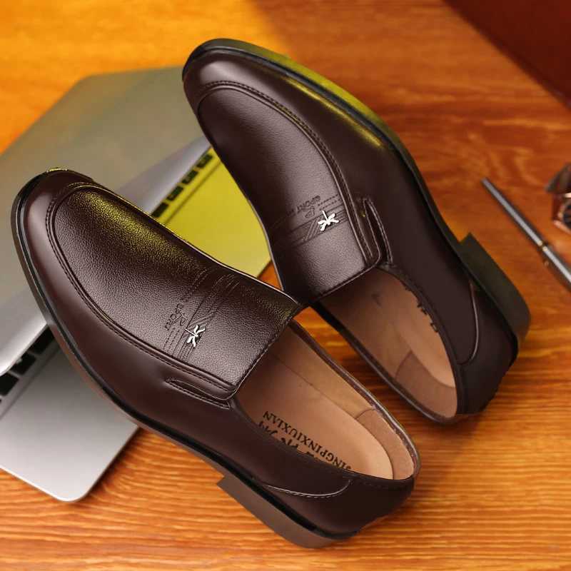 Leather Mens Business Brand Loafers Dress Breathable Slip on Black Driving M Formal Shoes Y250707
