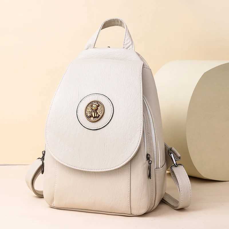 wens synthetic leather backpack adjustable shoulder straps multiple compartments multiple carrying methods suitable Y250707