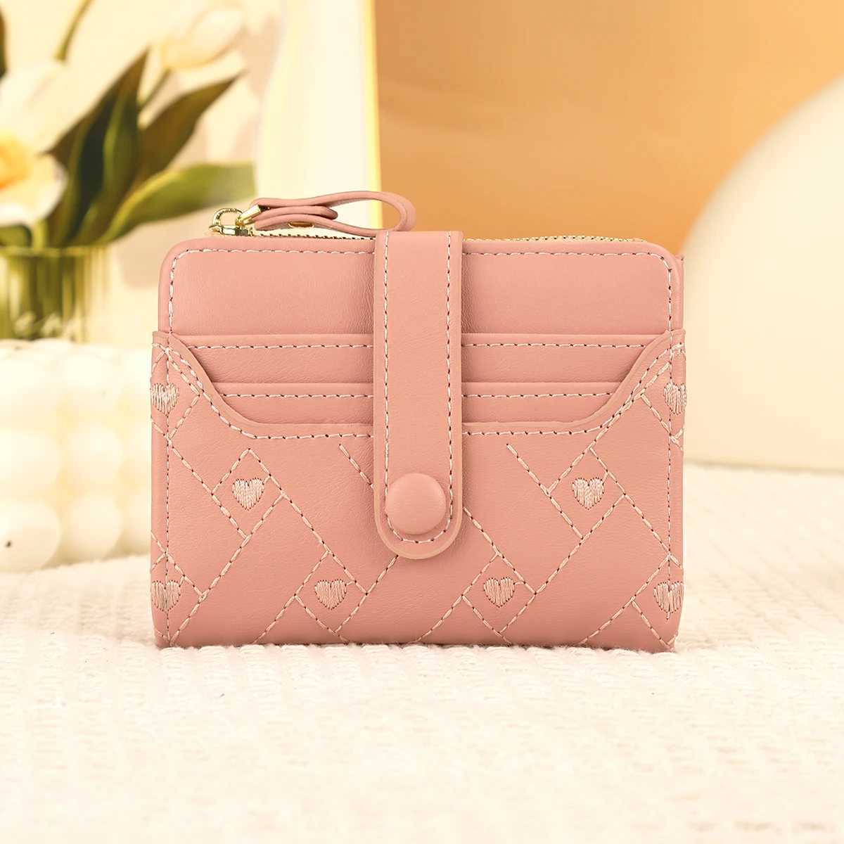 Wens Short Wallet with -shaped Embroidery Thread Zero Wallet Zipper Buckle Wens Mti Card Slot Card Bag Fia Y250707