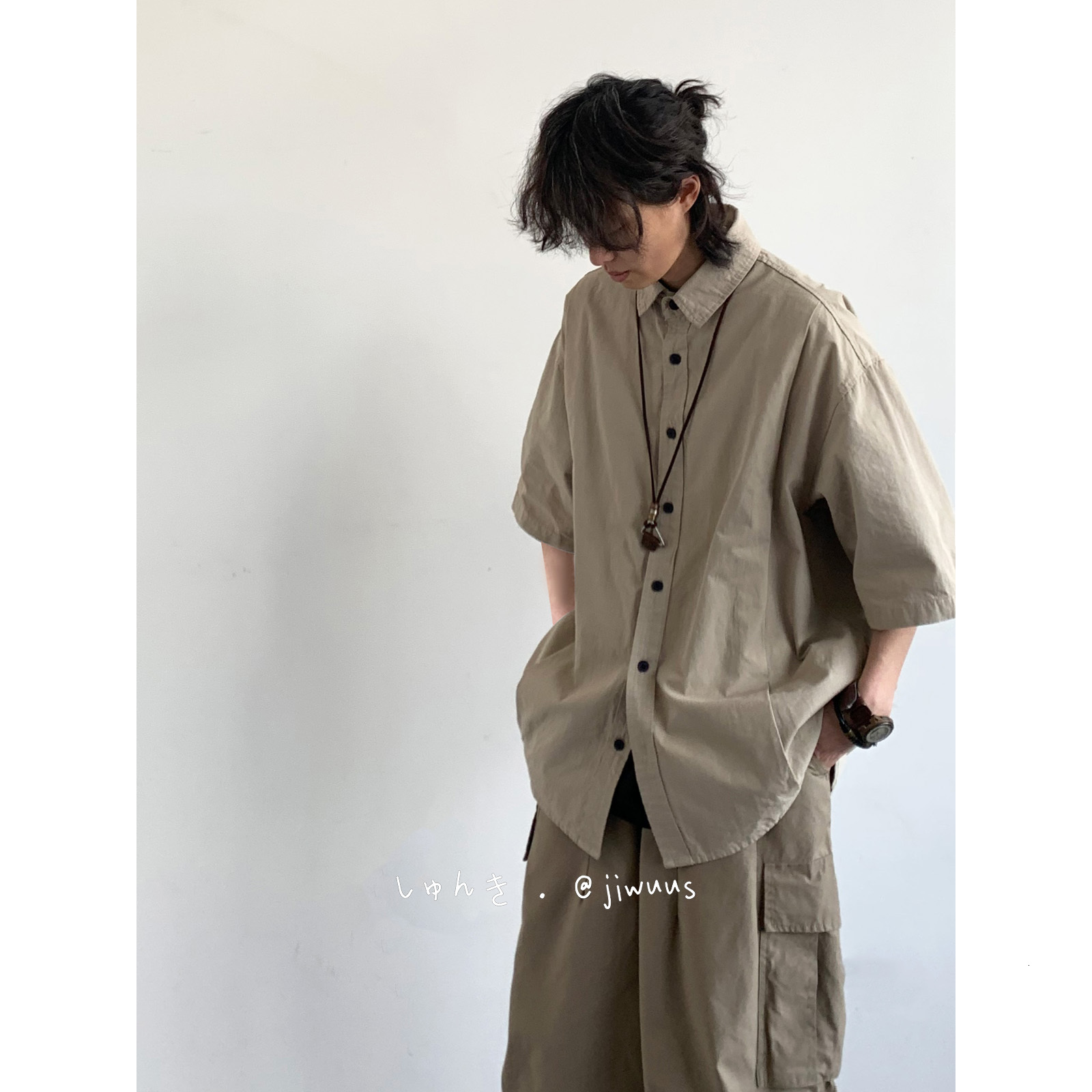 2025 Summer Japanese Designer Short Sleeves Retro Workwear Short Sleeve Shirt Men OOTD Outfit Youth Loose Casual Stylish Shirt