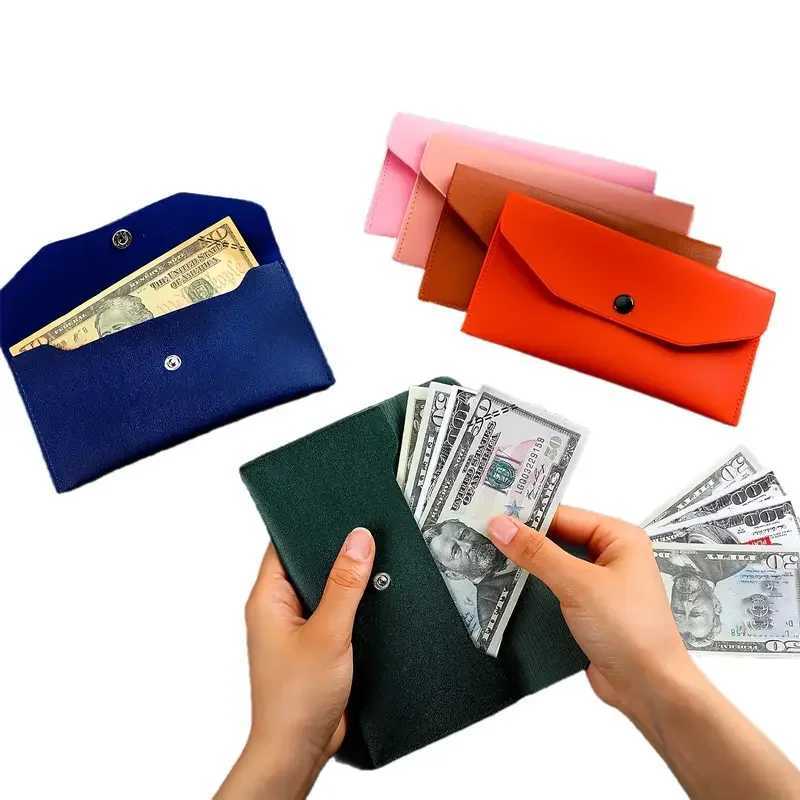 PU Leather C Envelope Wallet Reusable C Envelope Wallet for Mey Distributi Minimalist Solid Color Lg Wallet Y250707