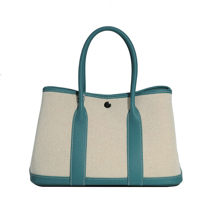 Leather Bag Bucket Bag New Shopping Garden Canvas Tote Large Capacity Handheld Grocery Basket Genuine Leather Women S Bag Commuter Tote Bag