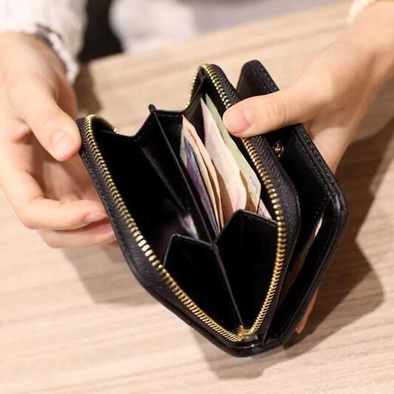 Wens Short Wallets PU Leather Fem Plaid Nubuck Card Holder Wallet Luxury Brand Ladies Small Zipper Wallet with Coin Purse Y250707