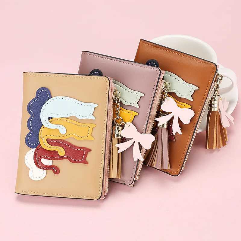 Cute PU Leather Short Wens Wallet Fem Small Zipper Coin Purses Mey Bags for Student Girls Holder Hasp Cluh Y250707