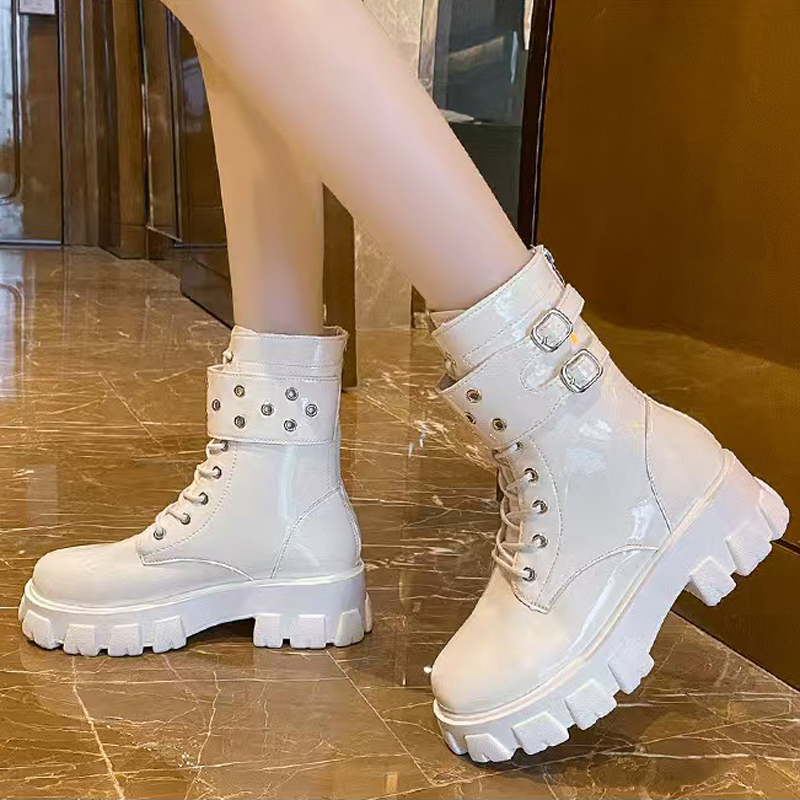 Female designer boots ankle Martin boots and nylon boots combat boots nylon cloth attached to ankle strap thick soled boots 35-43