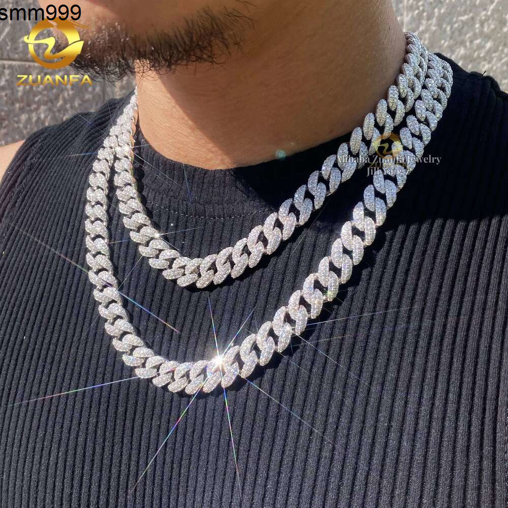 Mass Production 12Mm VVS Moissanite Cuban Link Soldier Chain Hip Hop Necklace Rock