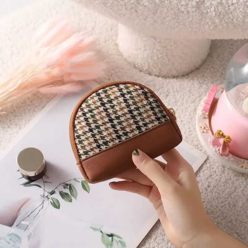 Wens Wallow Gird Coin Purse Double Zipper Small Wallet Portable Key Pouch Travel Card Holder Fi Vintage Coin Bag Y250707