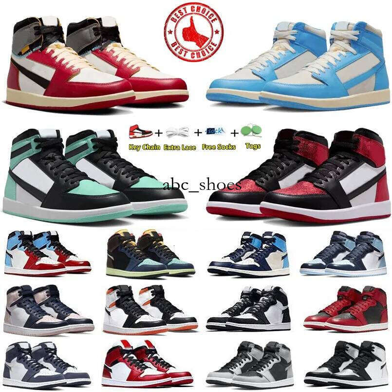 1 high 1s mens basketball shoes Reimagined Union x Vasity Red Satin Bed Patent Rebellionaie UNC Toe Univesity Blue StaFish men women taines spots
