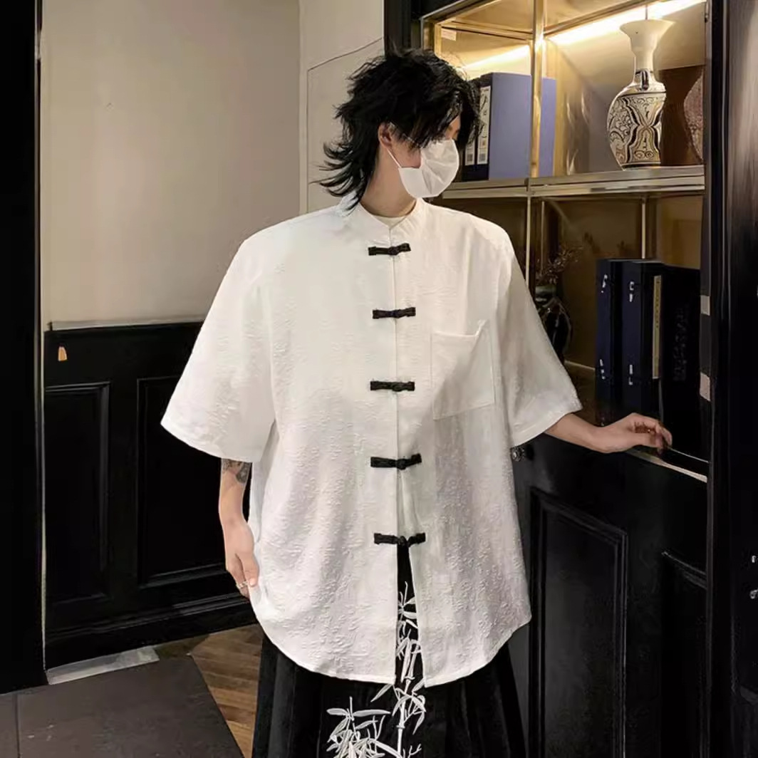 New Chinese Designer Short Sleeves Style Short Sleeve Shirt For Men 2025 Summer New Design Sense Niche Loose Zhongshan Shirt Jacket