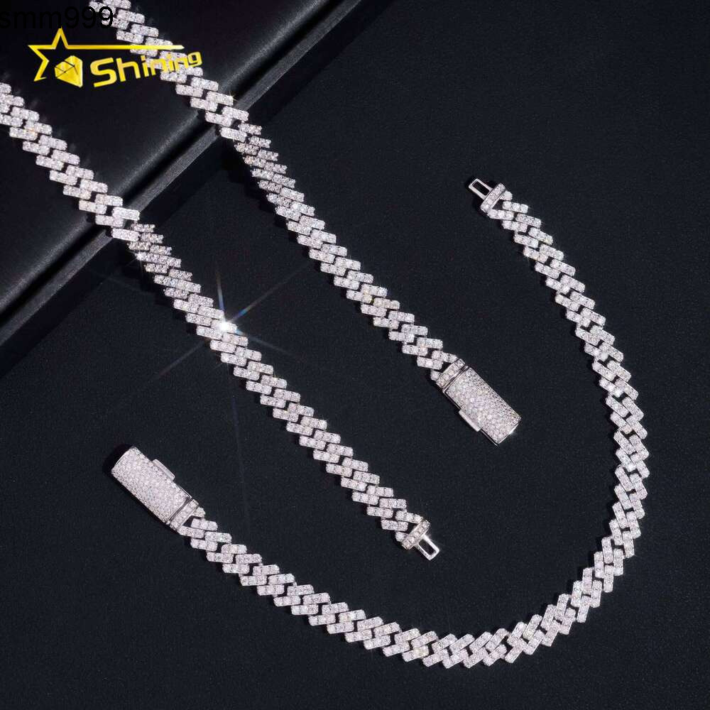 Hip Hop Accessory 8Mm Row Classic Solid Sier Mens Chilled VVS Moissanite Cuban Chain Necklace