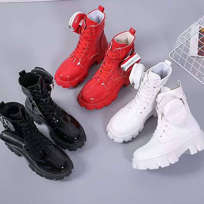 Female designer boots ankle Martin boots and nylon boots combat boots nylon cloth attached to ankle strap thick soled boots