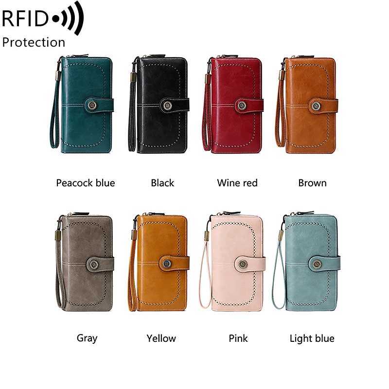 igh Quality Wen Wallet RFID Anti-theft Leather Wallets For Wan LG Zipper Large Ladies Cluh Bag Fem Purse Card Holder Y250707