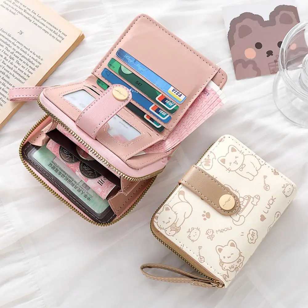 Cute Coin Purse Wen Fi Short Wallet PU Leather Large Capacity Wallet Lightweight ID Card Holder Travel Coin Bag Y250707