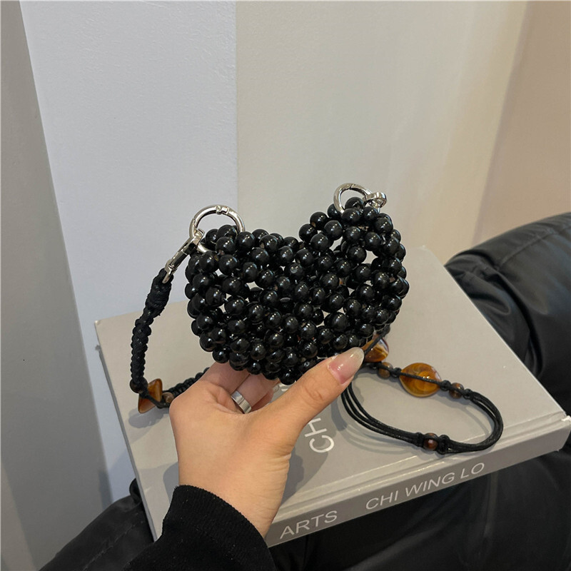 Free shipping designer Summer Dopamine Personality Decorative Beaded Mini Crossbody Bag Small Bag 2025 New Niche Mini Heart Bag