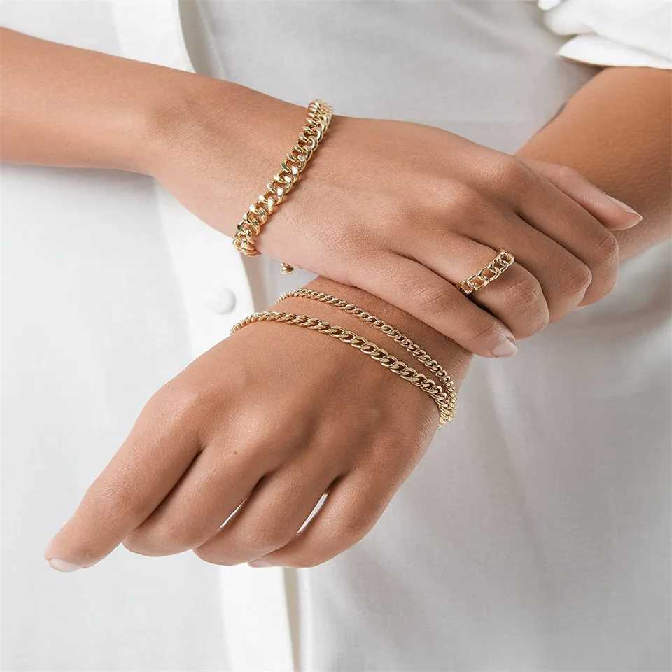 4MM/6MM/8MM Cuban Chain Bracelet for Women Classic Stainless Steel Gold-Plated Fashion Accessories Wholesale Factory DirectXJ250707