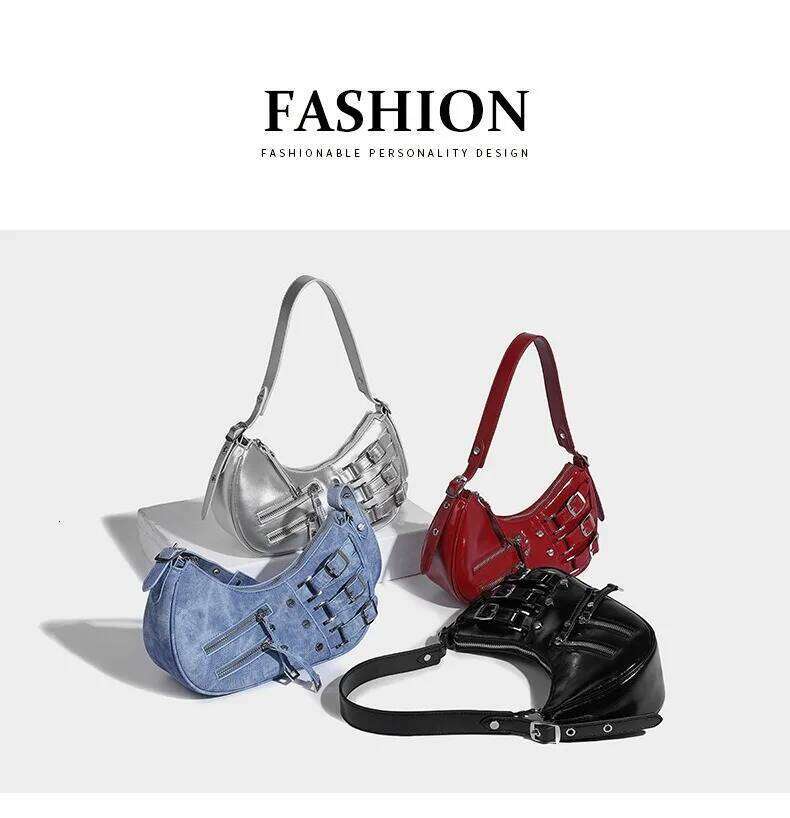 Vintage PU Leather Shoulder For Y2K Trendy Cool American Motorcycle Bag 2025 Hot Sale Bags for Women Designer Handbag