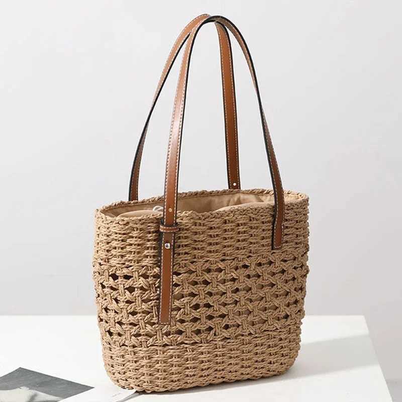 Casual Rattan Large Capacity Shopping Tote Designer Wicker Woven Women Handbags Summer Beach Bag Lady Travel Big Basket