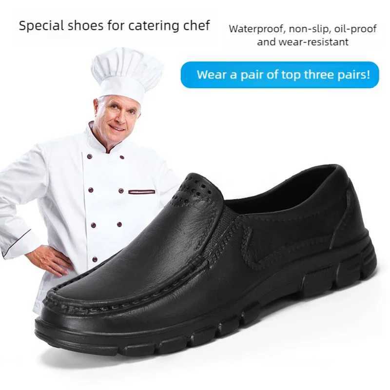 Chef shoes four seasons new anti slip oil resistant plus size business casual mens work EVA shoes fion cfort soft soled Y250707