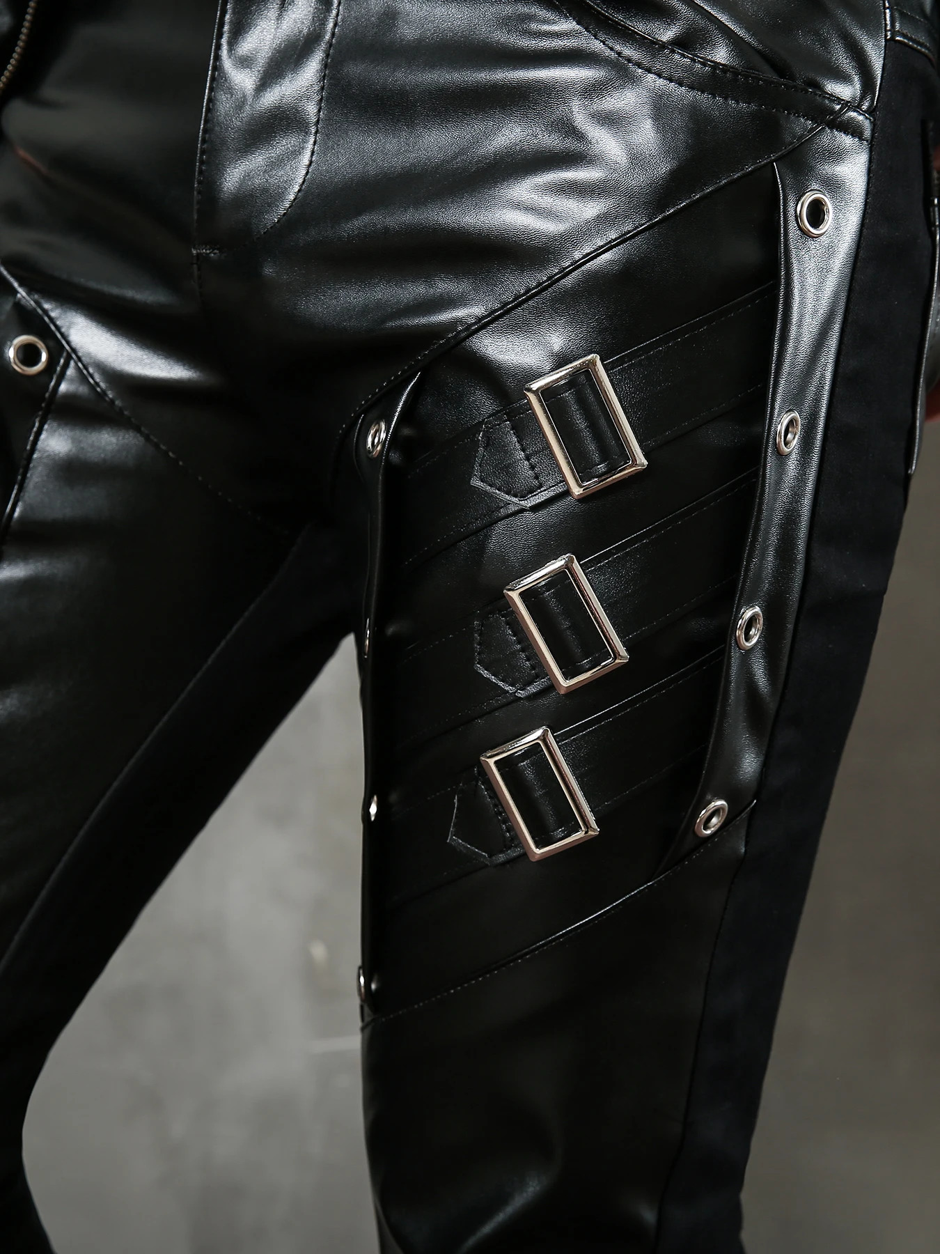 Men's Motorcycle Hip Hop Slim Fit Soft PU Faux Night Club Dance party Leather Biker Pants 250704