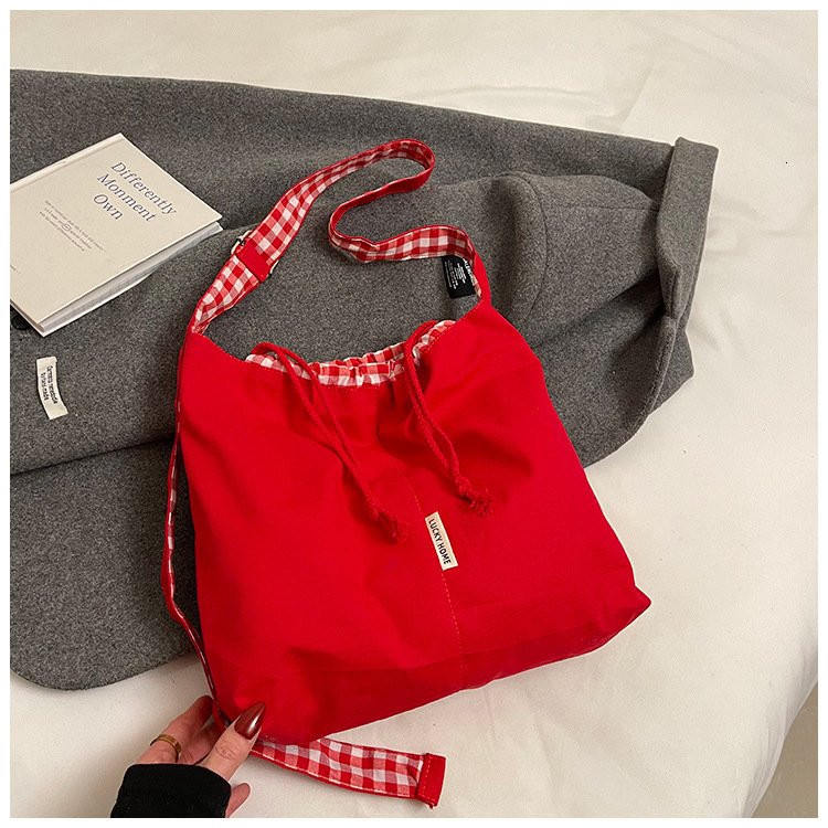Free shipping designer American Style Design Denim Plaid Crossbody Bag Versatile Adjustable Strap Student Backpack Dopamine Color Series Shoulder Bag